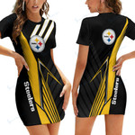 Pittsburgh Steelers Casual Short Sleeve Bodycon Mini Dress BG28