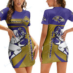 Baltimore Ravens Casual Short Sleeve Bodycon Mini Dress BG32