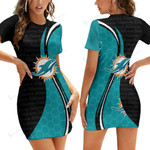 Miami Dolphins Casual Short Sleeve Bodycon Mini Dress BG34