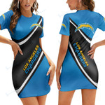 Los Angeles Chargers Casual Short Sleeve Bodycon Mini Dress BG37