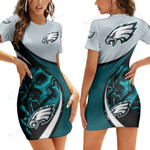Philadelphia Eagles Casual Short Sleeve Bodycon Mini Dress BG38