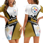 Pittsburgh Steelers Casual Short Sleeve Bodycon Mini Dress BG51