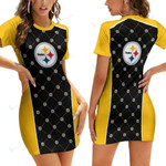 Pittsburgh Steelers Casual Short Sleeve Bodycon Mini Dress BG61