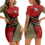 San Francisco 49ers Casual Short Sleeve Bodycon Mini Dress BG62