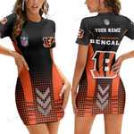 Cincinnati Bengals Personalized Casual Short Sleeve Bodycon Mini Dress BG56
