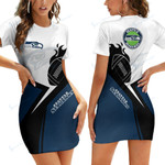 Seattle Seahawks Casual Short Sleeve Bodycon Mini Dress BG85