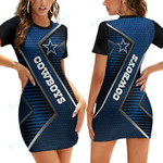 Dallas Cowboys Casual Short Sleeve Bodycon Mini Dress BG98