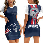 New England Patriots Casual Short Sleeve Bodycon Mini Dress BG104