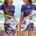Baltimore Ravens Casual Short Sleeve Bodycon Mini Dress BG113