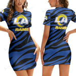Los Angeles Rams Casual Short Sleeve Bodycon Mini Dress BG131