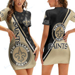New Orleans Saints Casual Short Sleeve Bodycon Mini Dress BG154
