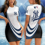 New York Yankees Casual Short Sleeve Bodycon Mini Dress BG167