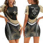 New Orleans Saints Casual Short Sleeve Bodycon Mini Dress BG175