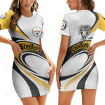 Pittsburgh Steelers Casual Short Sleeve Bodycon Mini Dress BG188
