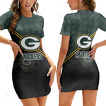 Green Bay Packers Casual Short Sleeve Bodycon Mini Dress BG193