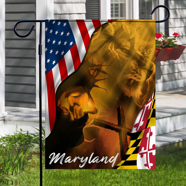 4th Of July American Welcome Flag God And Lion In Maryland State Garden Flag House Flag Home Decor