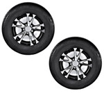 2-Pack Radial Trailer Tire Rim ST225/75R15 Load D 5-4.5 Aluminum Black Wheel T07
