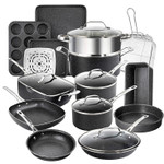 Granitestone Pots and Pans Set, 20 Piece Complete Cookware + Bakeware Set with Ultra Nonstick 100% PFOA Free–Includes Frying Pans, Saucepans, Stock Pots, Steamers, Cookie Sheets and Baking Pans