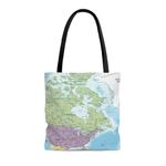 World Map, USA Map All Over Print Tote Bag