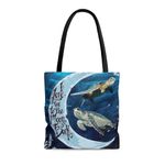 Turtle In The Sea, I Love You To The Moon And Back All Over Print Tote Bag