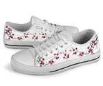 Red Sakura Cherry Blossom Canvas Low Top Shoes for Men & Women