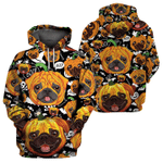 Halloween Pug Pumpkin Boo Costume 3D All Over Print Shirt - 3D Hoodie
