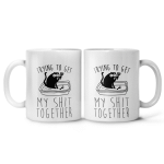 Trying To Get My Shit Together Black Cat Coffee Mug