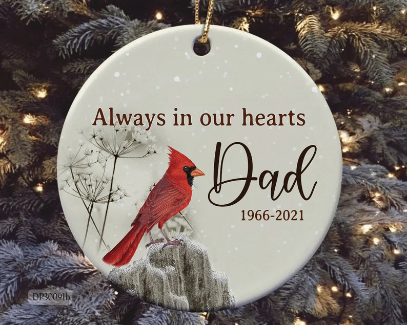 Red Cardinal Christmas Ornament, Always In Our Heart Personalized