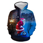 Funny Santa Claus Ride Bicycle All Over Print 3D Hoodie