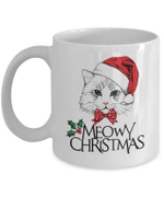 Meowy Christmas Mug Cat Lover Gift For Christmas Mug