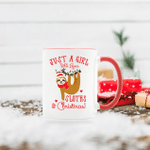 Just A Girl Loves Sloths And Christmas Coffee Mug