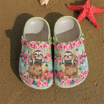 Cute Sloth And Floral Clog Shoes