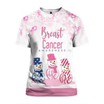 Breast Cancer Awareness Pink Snowman Christmas All Over Print 3D Shirt