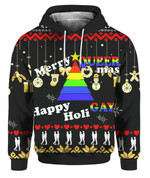 Christmas Tree Merry Queer Mas Happy Holi Gays Christmas 3D Hoodie