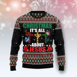 Butterfly Cross Christmas Is All About Jesus Christmas 3D Sweater