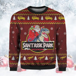 Funny Christmas Dinosaur Santassic Park Christmas Sweater