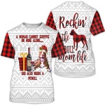 Rockin' The Pitbull Mom Life Pitbull And Wine Christmas All Over Print 3D Shirt
