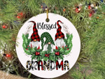 Gnomes Blessed Grandma Christmas Gift Circle Ornament