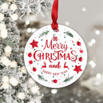 Red Star Merry Christmas and Happy New Year Circle Ornament