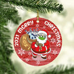 Pandemic 2021 Merry Christmas Ugly Santa Circle Ornament