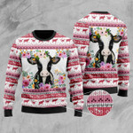 Cute Cow Flower Christmas Gift Sweater