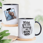 Thank You For Being My Iron Man - Personalized Two-sided Mug For Dad - Accent Mug - Customize Your Photo