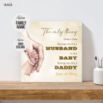 Personalized Canvas Print New Parents Gift, Dad and Baby Holding Hands Wall Art Fathers Day Gift for Dad from Wife and Kids
