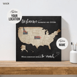 Custom Map Couple Gift Long Distance Relationship Gift for Boyfriend Girlfriend Anniversary Personalized Canvas Print