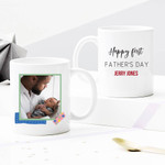 Custom Photo Mug - Happy First Father's Day Father And Son - Personalized Two-sided Mug For Dad