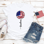 Freedom Sunflower American Flag T-Shirt, 4th of July Shirt, Merica Unisex Shirt