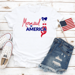 Mermaid in America, Happy 4th of July T-Shirt, American Flag, Celebration July 4th, Merica Unisex Shirt