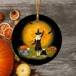 Personalized Pet Ornament, Halloween Ornament, Witch Dog Mom Cat Mom, Gift for Pet Lovers, Halloween Pumpkins