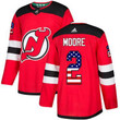 Adidas Devils #2 John Moore Red Home Authentic Usa Flag Stitched Nhl Jersey Nhl