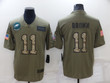 Men's Philadelphia Eagles #11 A. J. Brown Olive Camo Salute To Service Limited Stitched Jersey Nfl